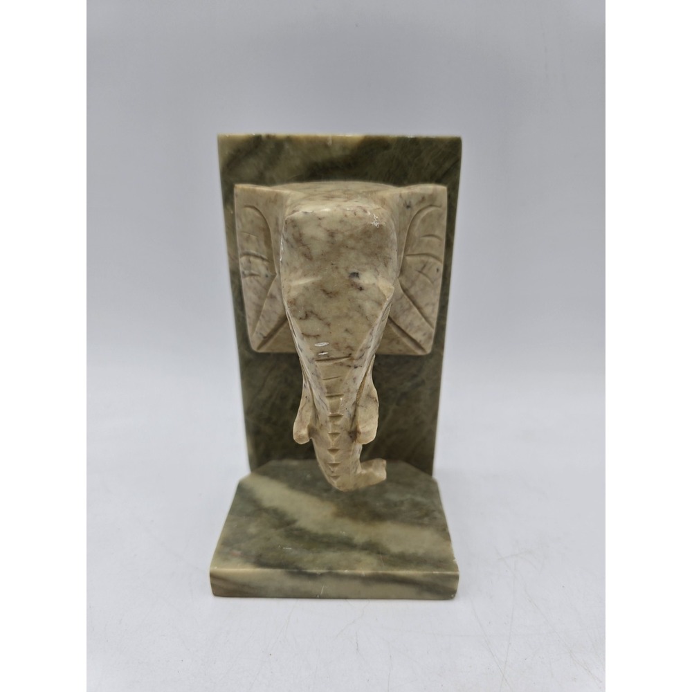 Green Marble & Onyx Stone Elephant  Head Bookend